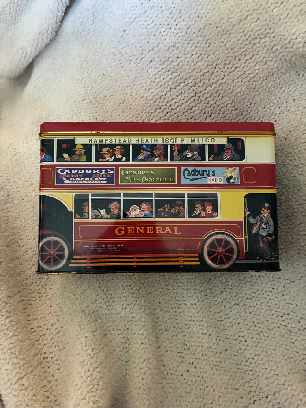 Cadbury Vintage Double-Decker Bus Tin - Red & Yellow